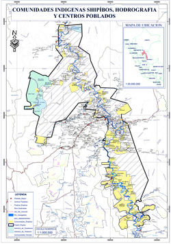 Mapas Comunidades Indigenas Shipibo Hodrografia y centros poblados